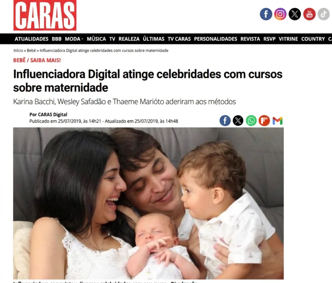 Publicação da revista Caras sobre o trabalho do Bebê Dorminhoco